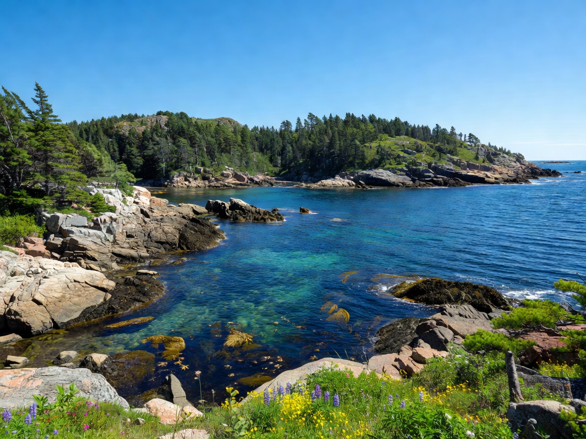 Bright Canadian outdoor coastal landscape in summer