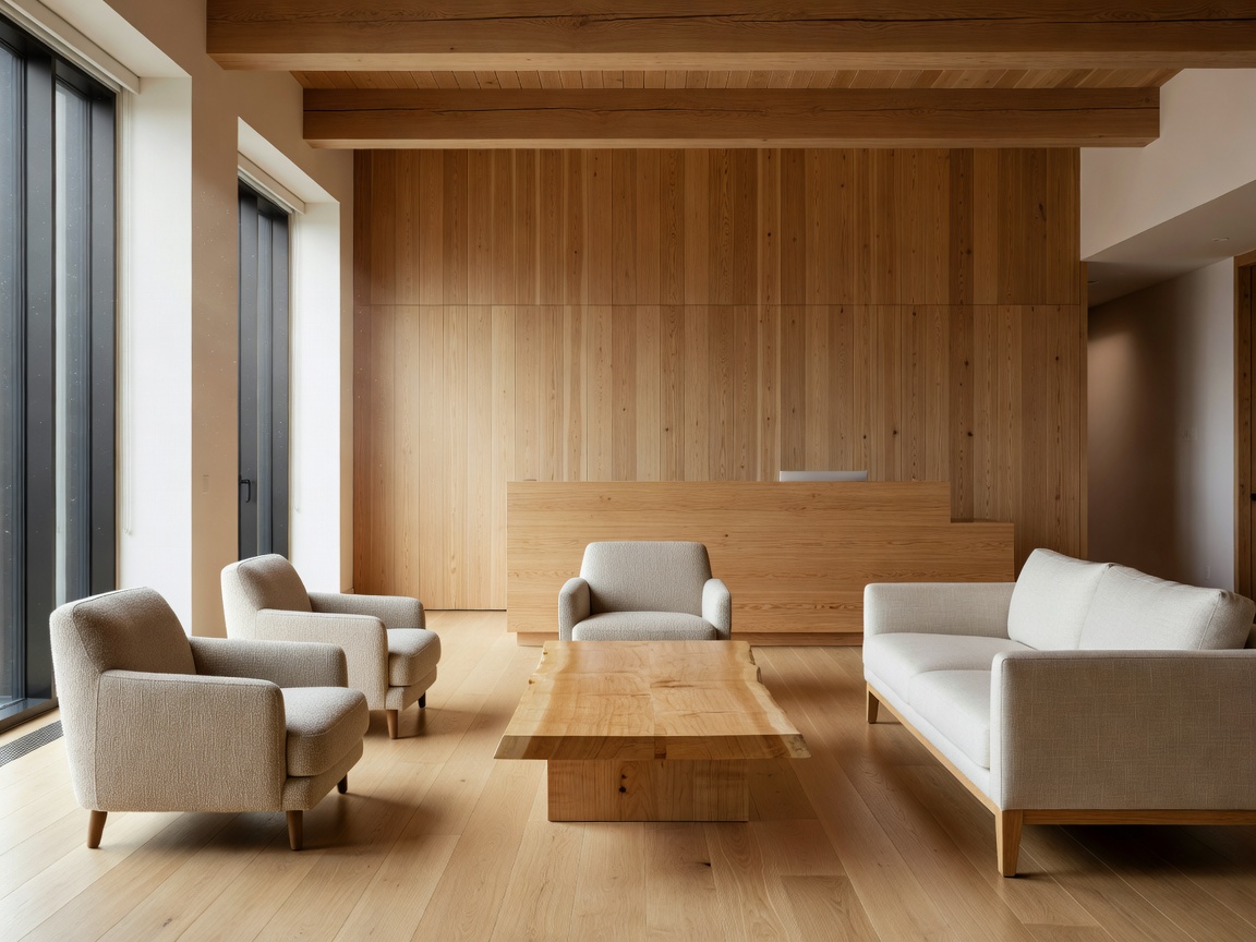 Contemporary modern Canadian hotel interior with natural light and timber
